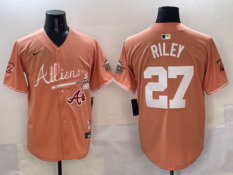 Men Atlanta Braves #27 Riley Orange Five generations Joint Name 2025 Nike MLB Jersey style 9